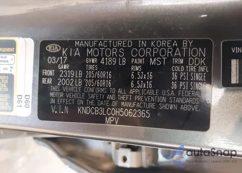 2017 Kia Niro Lx from USA, damaged, VIN KNDCB3LC0H5062365